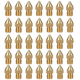 35PCS 3D Printer Nozzles MK8 7 Sizes Brass Nozzle M6 Hotend Extruder Nozzle Kit 1.75mm Filament Replacement 3D Print Head 0.2mm 0.3mm 0.4mm 0.5mm 0.6mm 0.8mm 1.0mm with Storage Box (35)