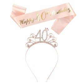 1 Birthday Headband, 1 Shoulder Strap 40th Birthday Women Birthday Headband, Women's 40th Birthday Headband, Rhinestone Headband