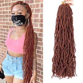 Soft Locs Crochet Hair 24 Inch 8 Packs Copper Red Faux Locs Crochet Hair Butterfly Locs Pre looped Braids Synthetic Crochet Hair for Women (24 inch 350)