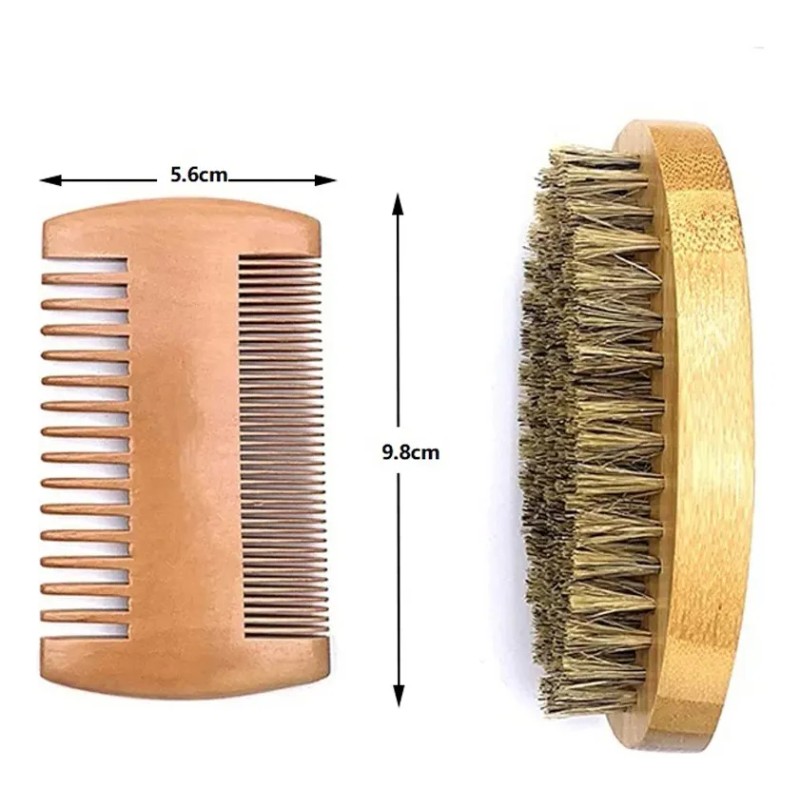 Cepillo Para Barba Bigote, Peine Y Tonico Bergamota