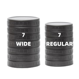 Bedgeta 14 Pack Black Plastic Mason Jar Lids with Silicone Rings, 7 Wide Mouth & 7 Regular Mouth Canning Lids for Ball & Kerr and More, 86mm &70mm Plastic Mason Jar Lids