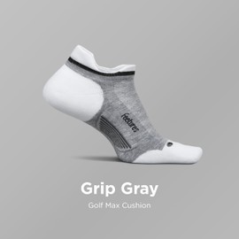 Feetures Elite Golf Max Cushion Tab Ankle Socks - Sport Sock with Targeted Compression - Grip Gray, M (1 Pair)