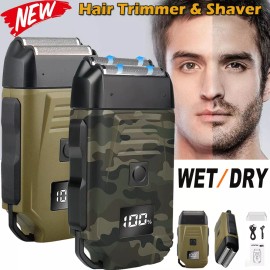 Blade SALES Electric Men's Twin Blade Shavers Trimmer Razor Hair Beard Shaving Machine - Army Green Beard Shaver