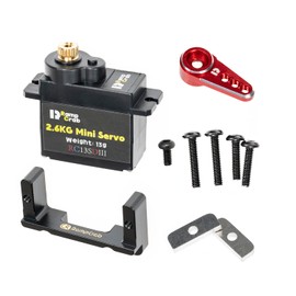 RampCrab RC Steering Servo with Mount Bracket and Servo Horn for FMS FCX24, RC Car Parts, Upgrade Parts for RC Crawler 1/24 Scale FCX24 Power Wagon Butcher & Max Smasher Big Foot, K5 (Red)