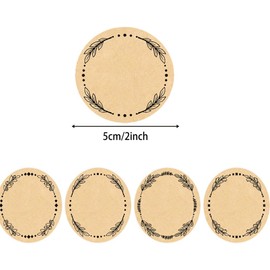 CLOSOCKEY 500PCS Canning Labels, 2Inch Round Kraft Paper Jar Labels with Wreath Designs, Brown