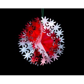 Foil Garland Star Ball - Christmas Hanging Decoration Wall Ceiling Xmas Deco (White & Red)