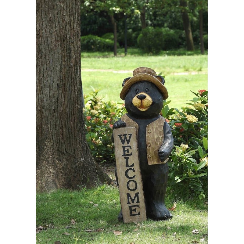 Hi-Line Gift Ltd Bear Standing with Welcome Sign Statue