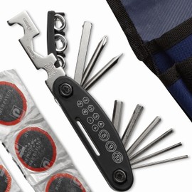 noTrash2003 15-teiliges Fahrrad Reparatur Set mit Kleber, Fahrradflickzeug Set für unterwegs mit Flickzeug & Reifenhebern Fahrradzubehör Fahrrad-Multitool Kit Multifunktionswerkzeug für Mountainbike