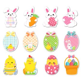 12 Pack Easter Day Sticky Note,Cute Cartoon Egg Rabbit Bunny Chicken Animal Self-Stick Notepad Memo Pads Message Note Sticky Pad Markers Flag for Student Kid Easter Day Party Stationery Gift