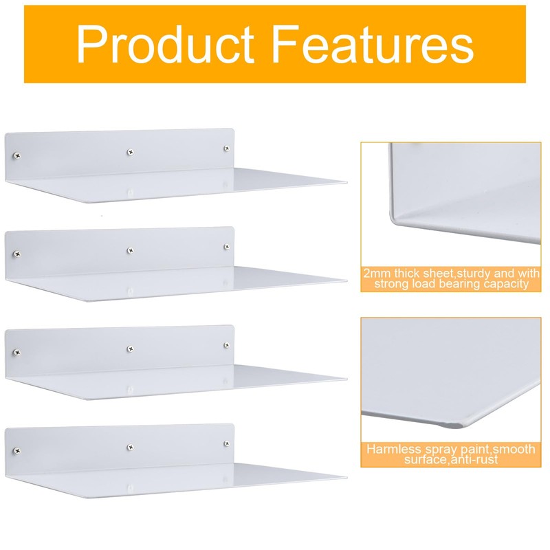 RealPlus Metal Floating Shelf Wall Mounted (12 inch x 8