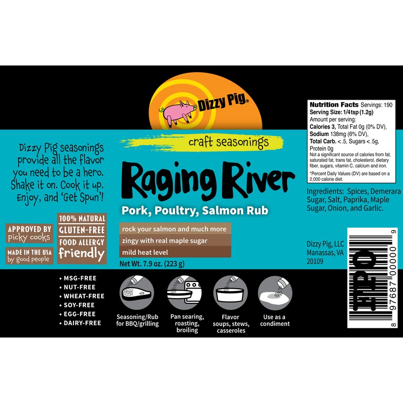 Dizzy Pig Raging River Salmon Seasoning Rub (8oz Shaker) -