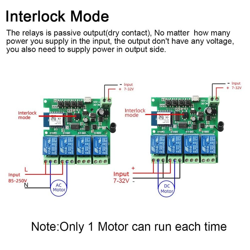 Otcboimo Smart WiFi Wireless Relay Switch Module, Tuya 4CH AC/DC