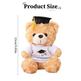 KBIBCK Graduation Teddy Bear,2025 Graduation Plush Teddy with Hat, Cute Bear in White Shirt, Mementos Plush Toy Gifts, Graduation Gifts for Preschool, Primary School, High School or University (25cm)