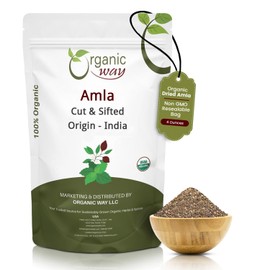 Organic Way Amla Seca/Grosella Espinosa India Cortada Y Tamizada (Phyllanthus Emblica) - Certificado Orgánico Y Kosher | Crudo, Vegano, Sin Omg Y Sin Gluten | Certificado Usda | Origen - Ind
