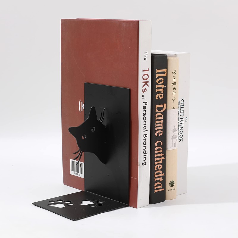 I-TOTAL® - Cute Metal Book Stand Bookends for Bookshelf/Table (CAT)
