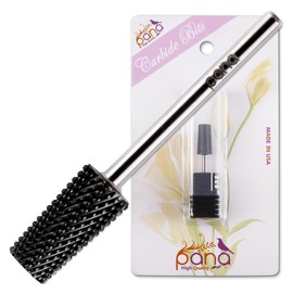 PANA Tapered Barrel Carbide 3/32" Shank Size - (Silver, Medium Grit) - Fast remove Acrylic or Hard Gel Nail Drill Bit for Manicure Pedicure Salon Professional or Beginner