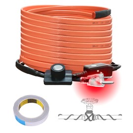 Cupohus Heat Tape for Water Pipes with Thermostat 60FT, Freeze Protection Self-Regulating Heat Trace Cable for Metal, Plastic Home Pipes, Roof and RV