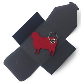 Felt Key Ring Määähhh – Felt Sheep Sheep in Dark Red. FOB for Key Ring + eFuture's nice Keyring. FREE filzschneider. de Postcard 'Danke', practical gift. Made in Germany.