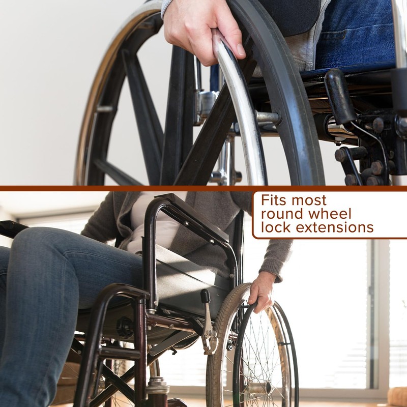 AlveyTech Black Rubber Tips for 5/8" Round Levers on Wheelchair