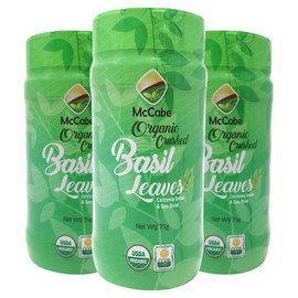 McCabe Organic Sun-Dried Crushed Basil Leaves, 75g (0.16 lbs) (3 Packs), USDA Certified Organic, CCOF Organic Certified (California Certified Organic Farmers), Product of USA