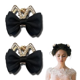 Mini Cat Ear Bow Claw Clips for Women Girls Black Bows for Hair Barrette for Thick Thin Hair Accessories for Women Girls Bow Knot Hair Clip 2Pcs