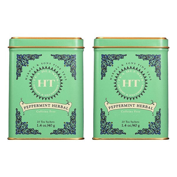 Harney & Sons Peppermint Herbal Tin, 20 Count Pack Of 2