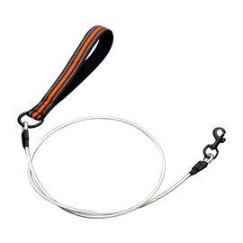 Suredoo Chew Proof Dog Lead with Soft Padded Handle, Chew Resistant Multi-strand Stainless Steel Wire Rope Metal Dog Leash for Small Medium Large Dogs (Orange)