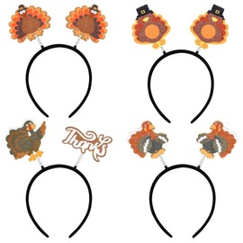 Yolyoo 4PCS Thanksgiving Turkey Headband Boppers for Thanksgiving Costume Accessories Headband Party Favors