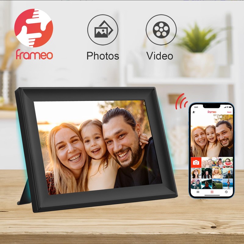 FRAMEO 32GB Digital Picture Frame with LED Light, 10.1 Inch