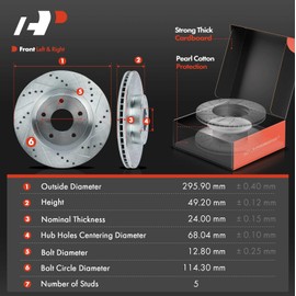 A-Premium Front and Rear Drilled and Slotted Disc Brake Rotors + Ceramic Pads Kit Compatible with Select Nissan Models - Altima 2002 2003 2004 2005 2006, 12-PC Set