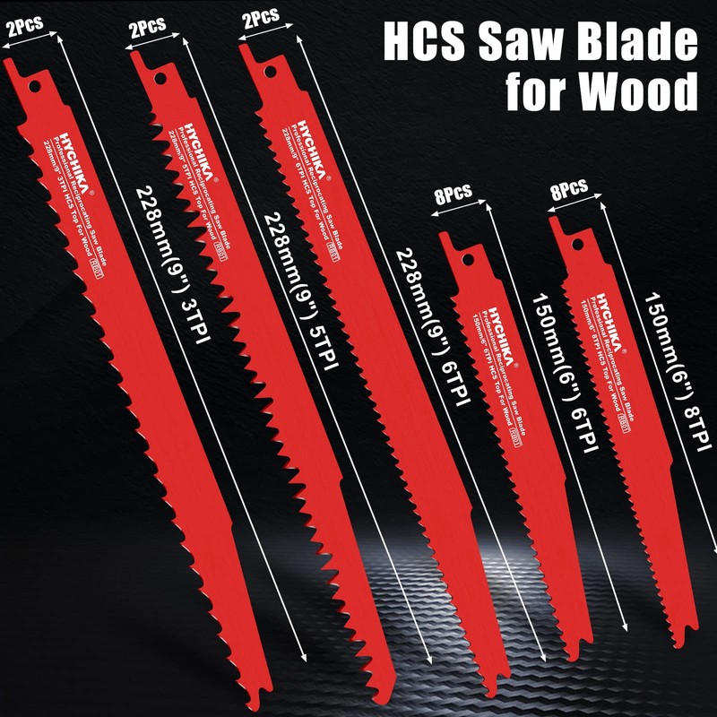 32 PCS Reciprocating Saw Blades, HYCHIKA Sabre Saw Blades, 10