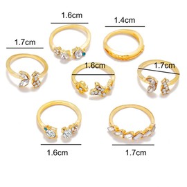 Vintage Butterfly Knuckle Ring Set for Women 14k Gold Cubic Zirconia Stackable Rings Trendy Dainty Cute Joint Finger Rings Jewelry Gifts for Teen Girl (7PCS)