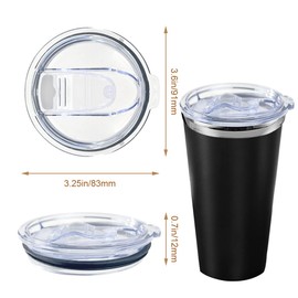3 Pcs 20oz Skinny Tumbler Replacement Lids Spill Proof Splash Resistant Slider Lids Covers Fit for 3.2" CupMouth (transparent)