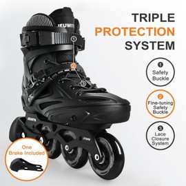Inline Skates for Women Men, Outdoor Street Blades Roller Adult Male Female, Professional Fitness Roller Skates Blades for Unisex (Black) Men9.5/Women10.5/28.5cm
