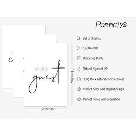 Be Our Guest Wall Decor Guest Room Wall Art Decor Stay Awhile Signs for Home Decor Minimalist Wall Art over the Bed Sign Guest Bedroom Wall Decor Canvas Painting 12x16 Inch (set of 3) UNFRAMED
