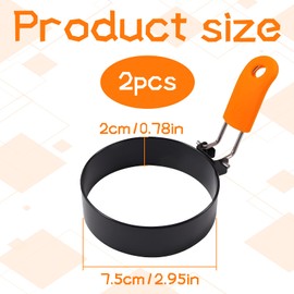 pcsfoe Pack of 2 Fried Egg Moulds, Fried Egg Moulds for Pan, Egg Shape, Fried Egg Shape Ring, Egg Shaper, Fried Egg, Poached Egg Mould for Pancakes (Orange)