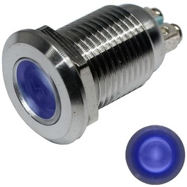 Lumonic LED Indicator Light 12 mm Blue Stainless Steel I Signal Light with Screw Connection - IP67 I Signal Lamp for Car with 6 V, 12 V & 24 V LED Voltage