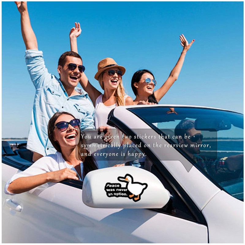 Pack of 2 Cartoon Duck Car Stickers, Calls for Peace,