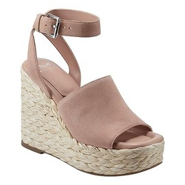 Marc Fisher LTD Women's Nelly Espadrille Wedge Sandal, Peach Suede, 9
