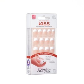 Kiss Salon Acrylic French Nails 28pc Rumour Mill KSA12, white French Medium