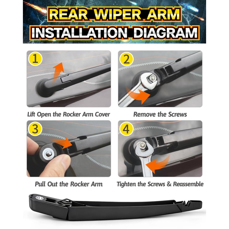 Rear Wiper Arm Blade Assembly, Replacement for Mercedes-Benz GLE-Class 2016–2019