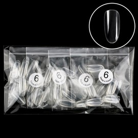 Elvia Short Oval Mini Nail Tip No. 6 200p, clear, 200 pieces / 엘비아 숏오발미니 네일팁 6호 200p, 클리어, 200개