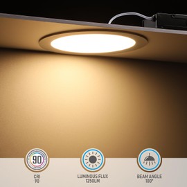 TORCHSTAR E-Lite Series 8 Inch Slim Recessed Lighting with J-Box, 18W Ultra-Thin LED Recessed Light, Dimmable Canless Downlight, ETL&ES Listed, CRI90, 2700K Soft White, Satin Nickel, Pack of 6