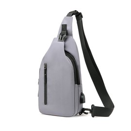 FANDARE Brusttasche Herren Sling Bag mit USB-Ladeanschluss Umhängetaschen Crossover Rucksack Schultertasche Bauchtasche Daypacks für Männer Outdoor Reisen Camping Wanderrucksäcke Crossbody Pack Grau