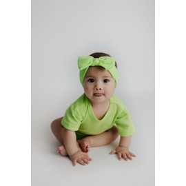 Three Little Tots- Waffle Knit Knotted Headband (Lime Green)