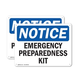 (2 Pack) Emergency Preparedness Kit OSHA Notice Sign 10 Inch X 7 Inch Plastic Sign, Weather Resistant, UV Protected for Workplace, Business, and Construction Site, Made in the USA