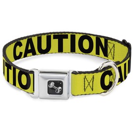 Buckle Down 15-26" Caution Yellow/Black Dog Collar Bone, Large