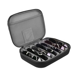 JSVER Sunglass Organizer Hard Shell Storage Case for Sunglasses, Portable Sunglasses Case With Adjustable Slots, Glasses Case For Multiple Eyeglasses