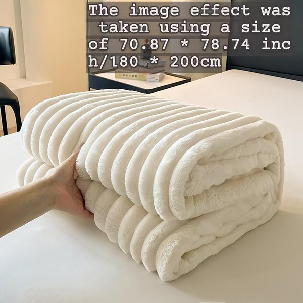 Luxury Cream Faux Rabbit Fur Sleep Blanket - Super Soft,