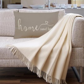 MFGNEH Home Sweet Home Quotes Farmhouse Pillow Covers 12x20 Inch,Home Decorative Throw Pillow Case Cushion Cover,Home Gifts,Housewarming Gift,Grey